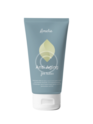 Blue anti-aging cream tube for ladies.