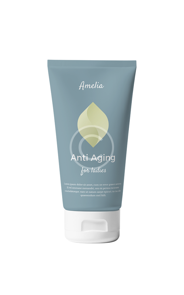 Blue anti-aging cream tube for ladies.