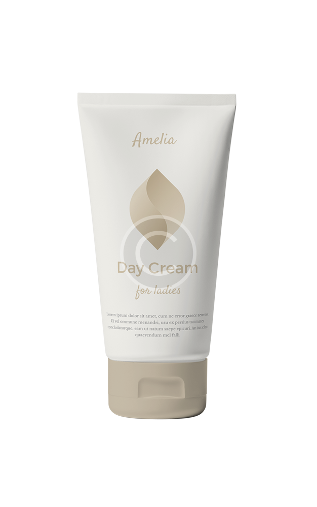 Day cream tube labeled "Amelia for ladies."